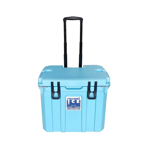 Techni Ice Signature Hybrid Premium Ice Box 35L Light Blue Wheels with Wheels & Telescopic Travel Handle *FREE 6 REUSABLE DRY ICE PACKS VALUES $32.95 *PRE-ORDER NOW FOR OCTOBER DISPATCH