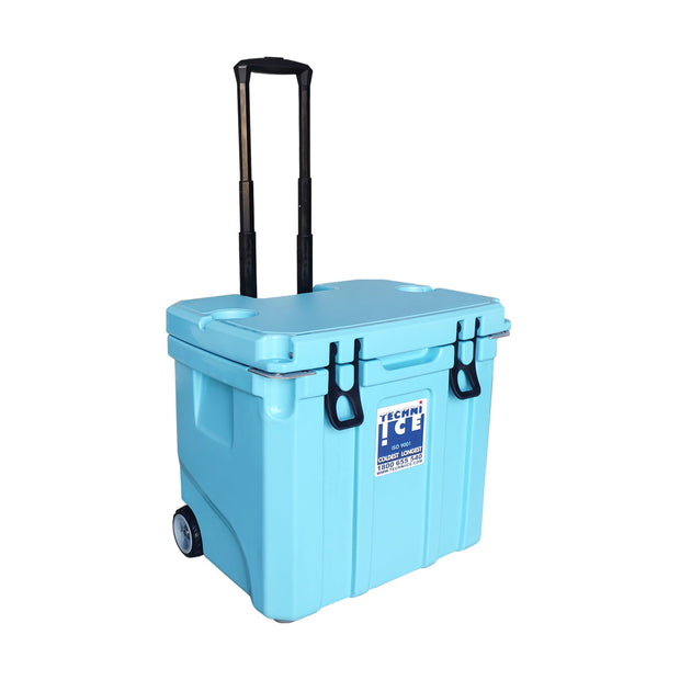 Techni Ice Signature Hybrid Premium Ice Box 35L Light Blue Wheels with Wheels & Telescopic Travel Handle *FREE 6 REUSABLE DRY ICE PACKS VALUES $32.95 *PRE-ORDER NOW FOR OCTOBER DISPATCH