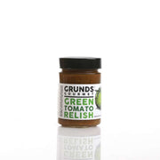 Jar of Grunds Gourmet Green Tomato Relish on a white background