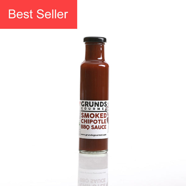 Bottle of Grund's Gourmet Smoked Chipotle BBQ Sauce on a white background with 'Best Seller' label.