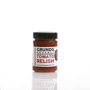 Jar of Grunds Gourmet Tomato Relish on a white background