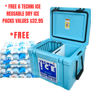 Techniice Classic Hybrid Ice box 25L Light Blue *FREE 6 REUSABLE DRY ICE PACKS VALUES $32.95 * fresh stock just arrived