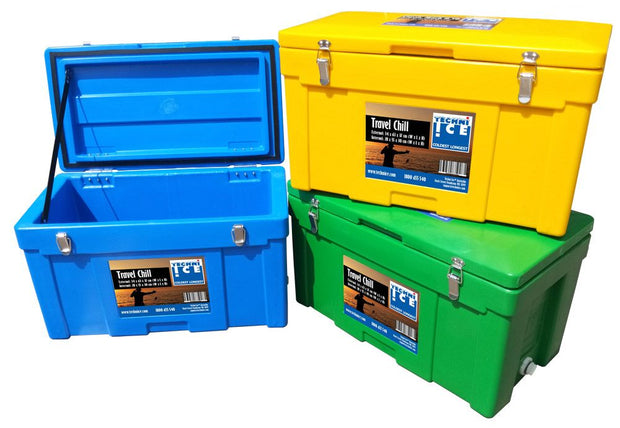 Techni Ice Classic Travel Chill 45L Ice Box Red-Orange *FRESH STOCK JUST ARRIVED *FREE 6 REUSABLE DRY ICE PACKS VALUES $32.95